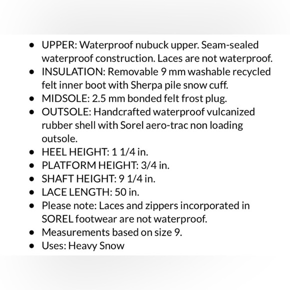 SOREL Caribou Unisex Durable Designer Winter Rain Snow Boots Color Burro - Picture 7 of 7